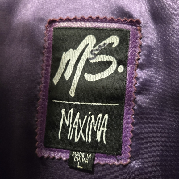 Vintage Y2K MS Maxima purple leather jacket sz L - Picture 2 of 12